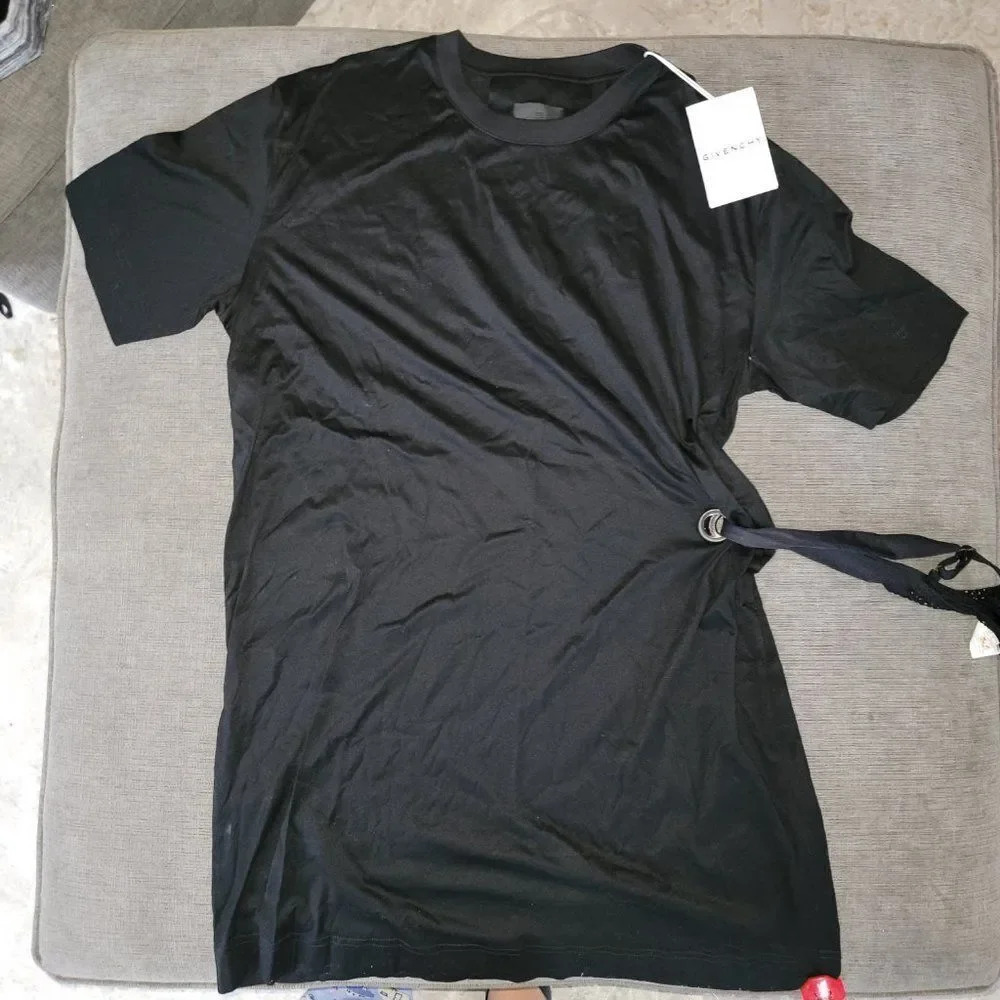 Givenchy Bandana Black Short-Sleeved Side Tie Fastening T-Shirt Dress Si… - Picture 7 of 16